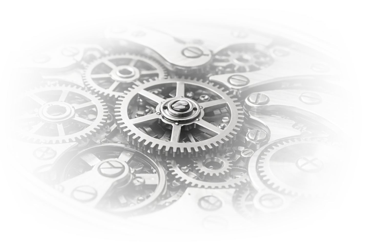 Complex Swiss watch movement with precise gears, symbolizing the rigor and quality of the lab's software engineering.